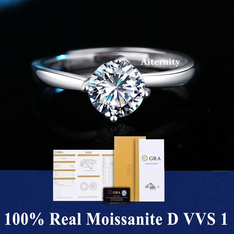 100% Ceritfied Real Adjustable Moissanite Ring