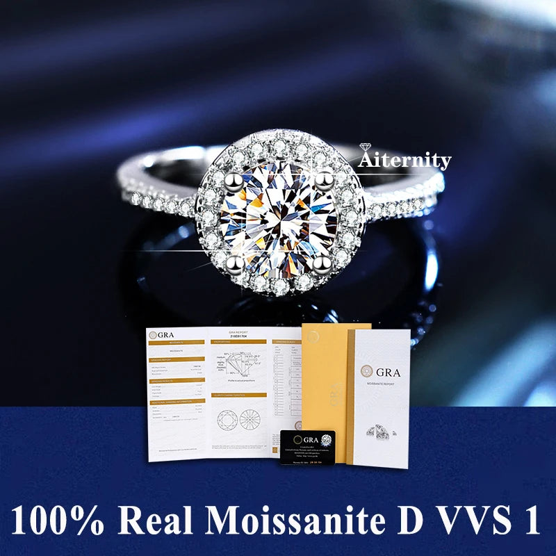100% Ceritfied Real Adjustable Moissanite Ring