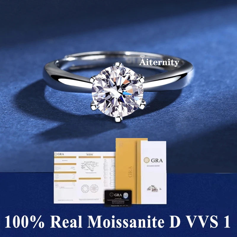 100% Ceritfied Real Adjustable Moissanite Ring