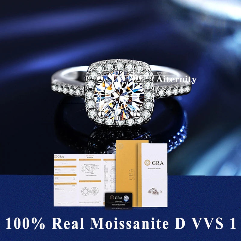 100% Ceritfied Real Adjustable Moissanite Ring